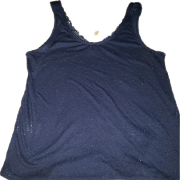 3 For $12 Navy Blue Lace Trim Tank Top - Picture 3 of 3